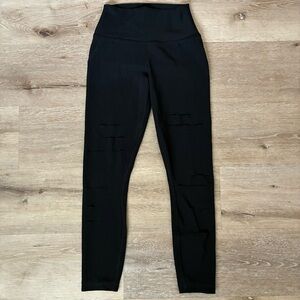 Black ALO Ripped Leggings